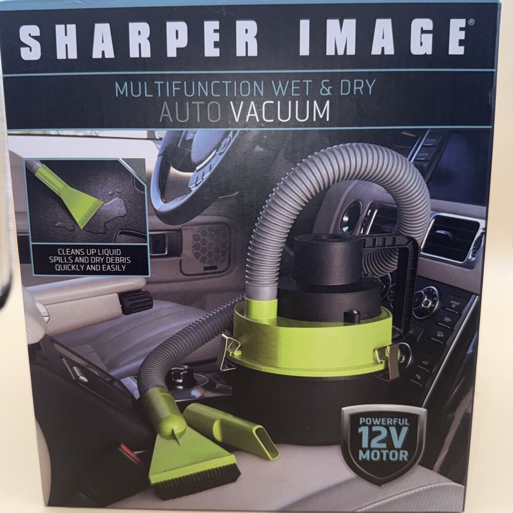 Sharper Image Portable Multi-Function 12 V Motor Green Wet & Dry Auto Vacuum